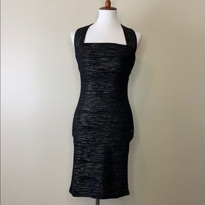 DRESS FORUM LA Black Cap Sleeve Bolero Neck Dress M